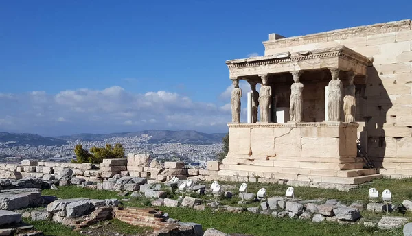 Romjai Templom Erechtheion Athéné Temploma Akropolisz Athén Görögország — Stock Fotó