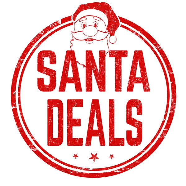 Santa Deals Teken Stempel Witte Achtergrond Vectorillustratie — Stockvector