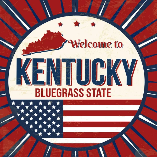 Bienvenido Kentucky Cartel Grunge Vintage Vector Ilustrador — Vector de stock
