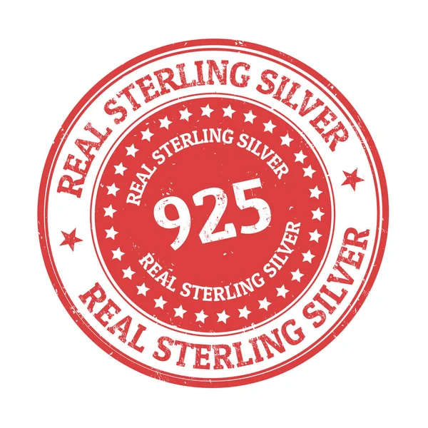 本物のスターリングシルバーの記号または白い背景 ベクトル イラストのスタンプ — ストックベクタ