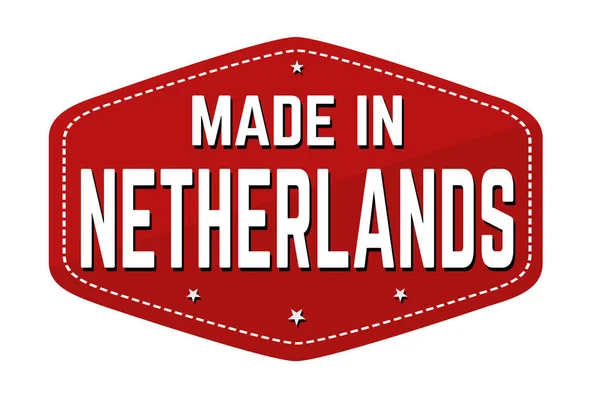 Κατασκευάζονται Στην Ολλανδία Ετικέτα Αυτοκόλλητο Άσπρο Φόντο Εικονογράφηση Διάνυσμα — Διανυσματικό Αρχείο