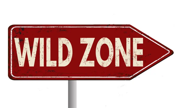 Wild Zone Vintage Arrugginito Segno Metallo Uno Sfondo Bianco Illustrazione — Vettoriale Stock