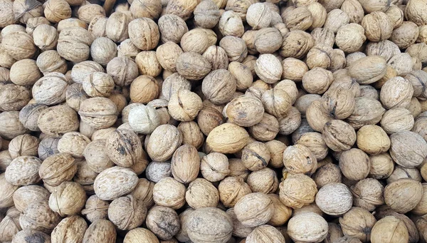 Fondo Natural Nogal Nueces Una Cáscara Madera Para Venta — Foto de Stock