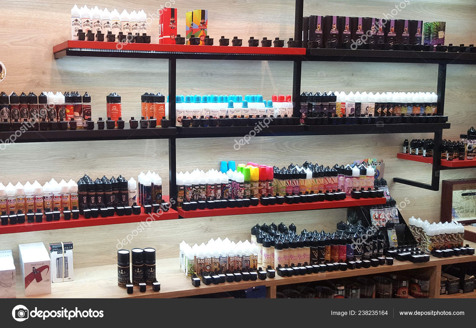 Athens Greece January 2019 Electronic Cigarette Liquids Displayed Store