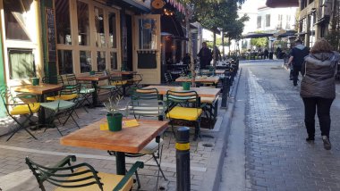 Atina, Yunanistan - 17 Ocak 2019: Psiri mahalle şehir merkezinde, Atina, Yunanistan