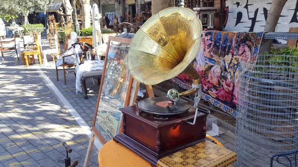 Афины Греция Января 2019 Gramophone Sale Famous Flea Market Athens — стоковое фото