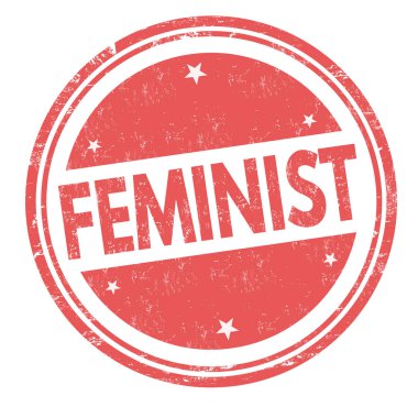 Feminist işareti veya beyaz arka plan, vektör çizim damgası