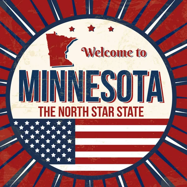 Bienvenue Minnesota Affiche Grunge Vintage Illustration Vectorielle — Image vectorielle