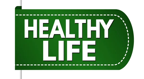 Σχεδιασμός Banner Υγιή Ζωή Άσπρο Φόντο Εικονογράφηση Διάνυσμα — Διανυσματικό Αρχείο