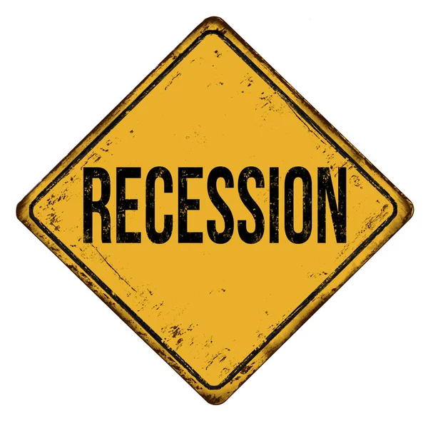 Рецессия Винтажный Ржавый Знак Металла Белом Фоне Векторная Иллюстрация — стоковый вектор