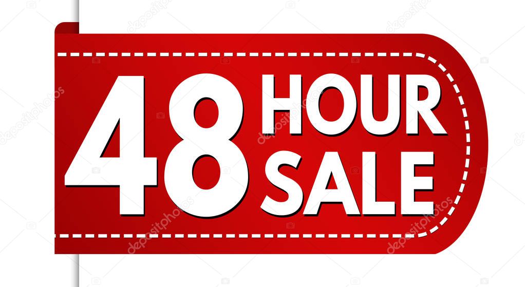48 hour sale banner design on white background, vector illustration