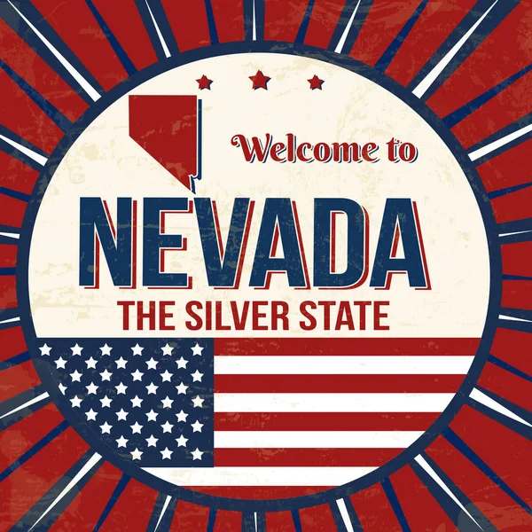 Willkommen Bei Nevada Vintage Grunge Poster Vektorillustration — Stockvektor