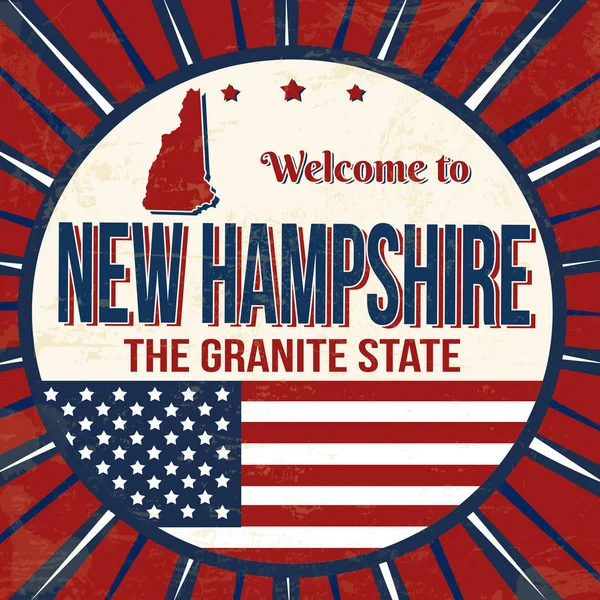 Welcome New Hampshire Vintage Grunge Poster Vector Illustration — Stock Vector