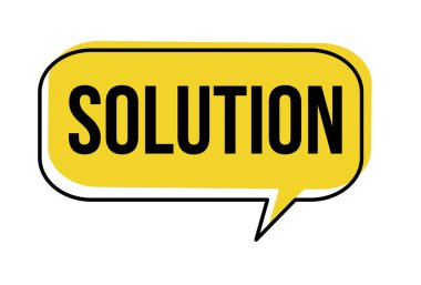 Beyaz arka planda, vektör çizim çözüm konuşma balonu