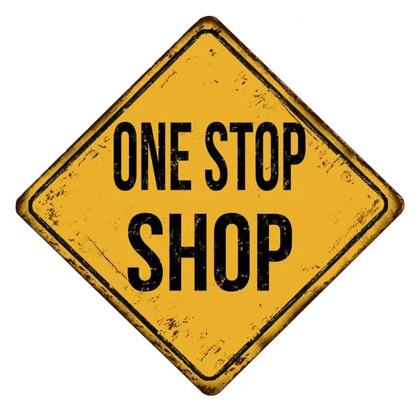 Um sinal de metal enferrujado vintage stop shop —  Vetores de Stock