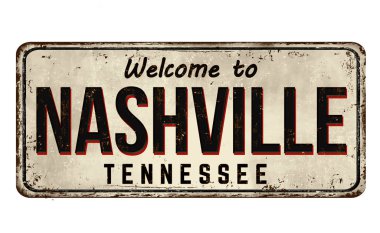 Welcome to Nashville vintage rusty metal sign  clipart
