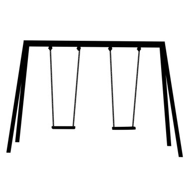 Çocuklar beyaz artalan üzerinde salıncak