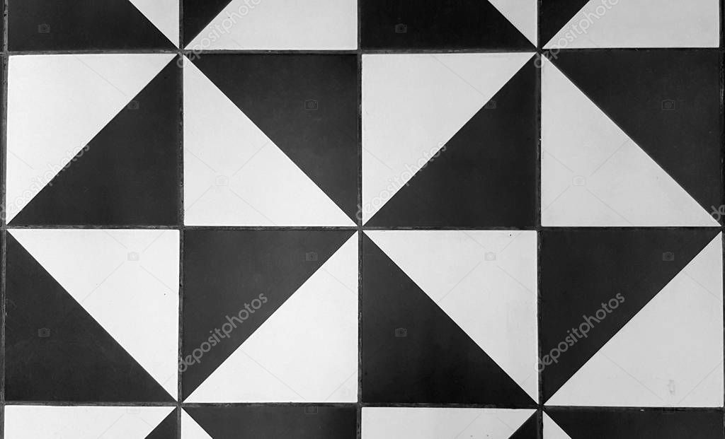 Black and white traditional ceramic floor tile