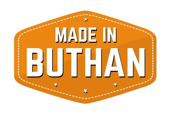 Κατασκευάζονται στην Buthan ετικέτα ή αυτοκόλλητο — Διανυσματικό Αρχείο