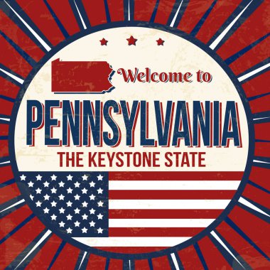 Pennsylvania vintage grunge poster için hoş geldiniz