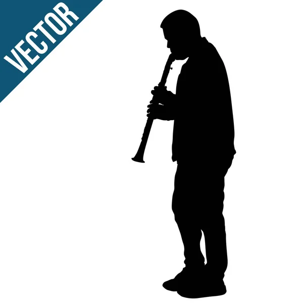 Silhueta de um homem tocando clarinete — Vetor de Stock