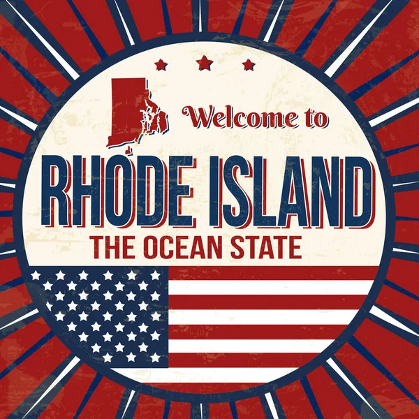 Bienvenue à Rhode Island affiche grunge vintage — Image vectorielle