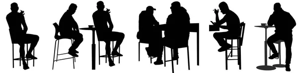 Silhouettes de gens assis dans le bar public — Image vectorielle