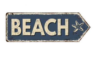Beach vintage paslı metal işareti