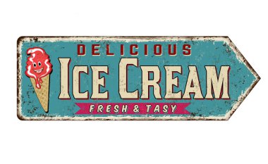 Dondurma vintage paslı metal işareti