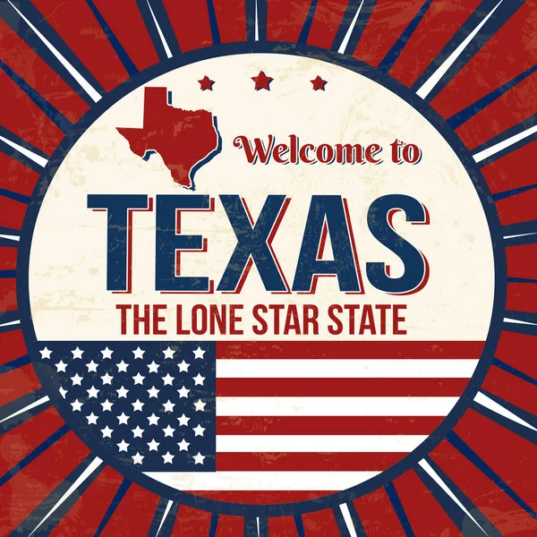 Bienvenue sur l'affiche grunge vintage Texas — Image vectorielle