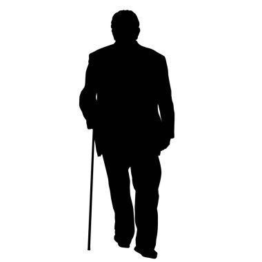Sopalı yaşlı adam silueti 