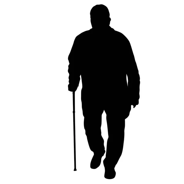 Silhouette eines alten Mannes auf weißem Hintergrund — Stockvektor