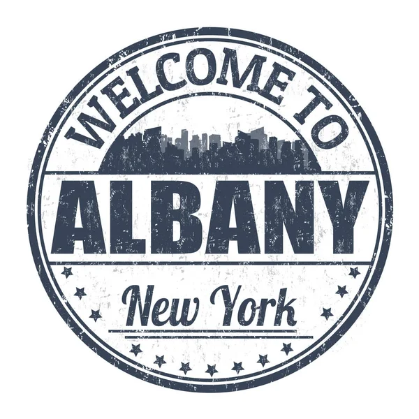 Bem-vindo ao sinal ou carimbo Albany — Vetor de Stock