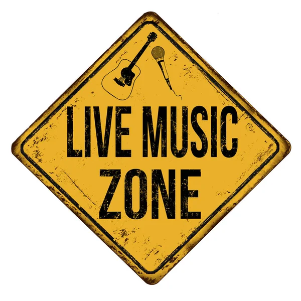 Live music zone vintage rusty metal sign — Stock Vector