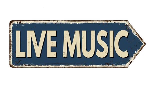Cartel de metal oxidado vintage de música en vivo — Vector de stock