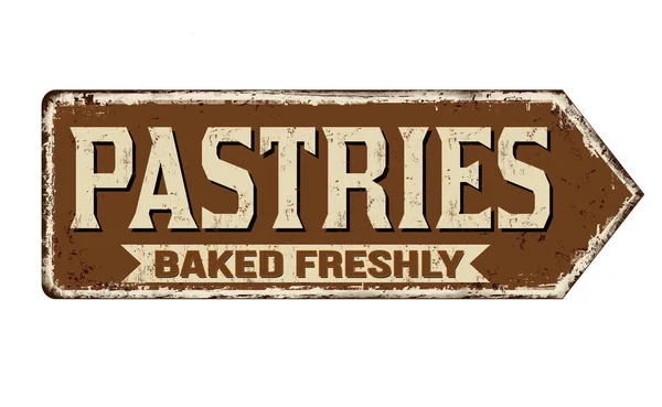 Pâtisseries vintage rouillé signe métallique — Image vectorielle