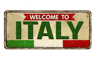 İtalya vintage paslı metal işareti hoş geldiniz 