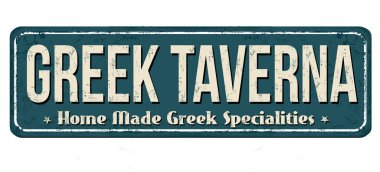 Yunan taverna vintage paslı metal işareti 