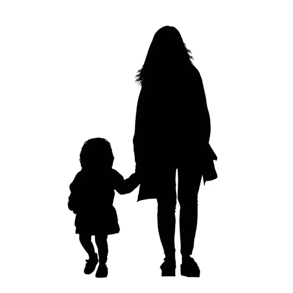 Kızı siluetleri ile anne — Stok Vektör