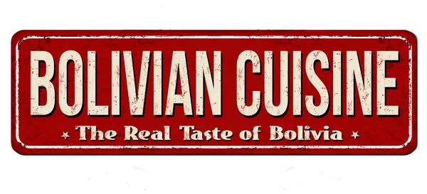 Plaque métal rouillé vintage cuisine bolivienne — Image vectorielle