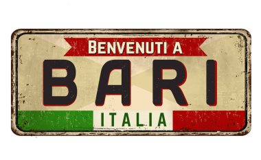 Hoşgeldiniz Bari vintage paslı metal işareti