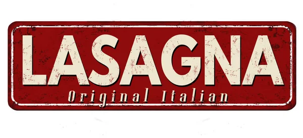 Lasagne Vintage rostiges Metallschild — Stockvektor