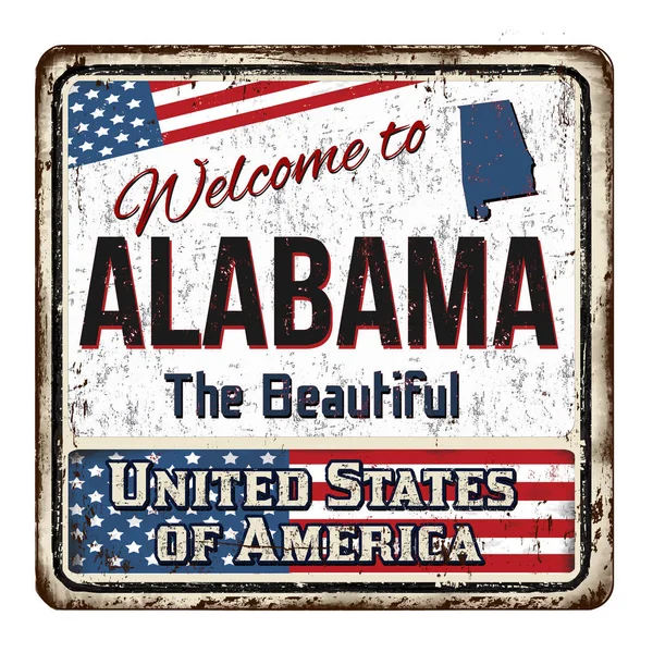 Bienvenido a Alabama vintage cartel de metal oxidado — Vector de stock