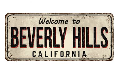 Hoşgeldin Beverly Hills Vintage paslı metal işareti