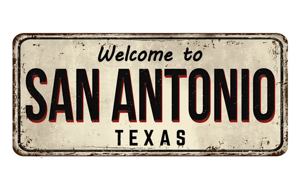 Bienvenue à San Antonio vintage en métal rouillé signe — Image vectorielle