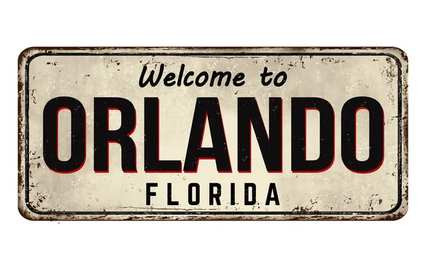 Välkommen till Orlando Vintage Rusty metal Sign — Stock vektor