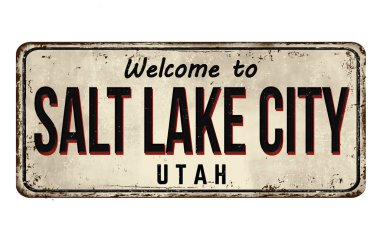 Salt Lake City vintage paslı metal işareti hoş geldiniz