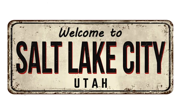 Bienvenido a la muestra de metal oxidado vintage de Salt Lake City — Vector de stock