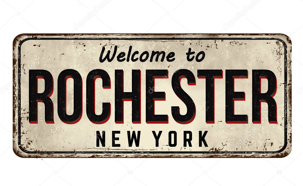 Welcome to Rochester vintage rusty metal sign