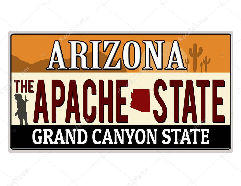 An imitation Arizona license plate